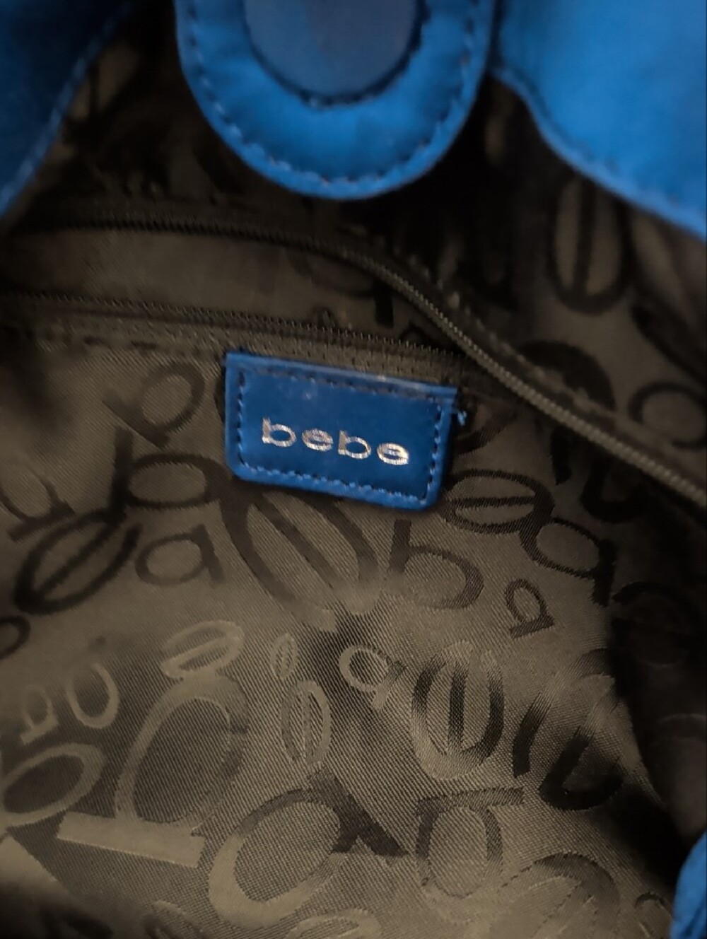 Bebe Blue Patterned Ruffle Tote Bag - Picture 12 of 16